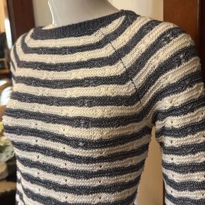 NWT chaps size small Striped Gray/blue and White Women's Sweater